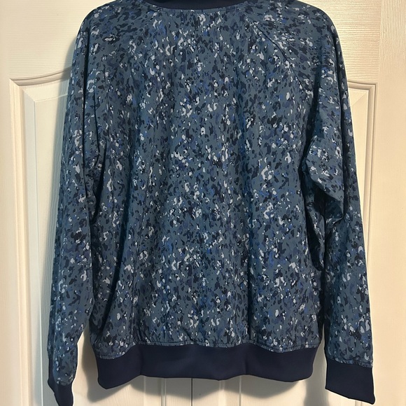 Athleta light weight blue patterned bomber jacket - Picture 3 of 5
